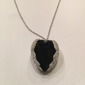 Swarovski crystal and black heart